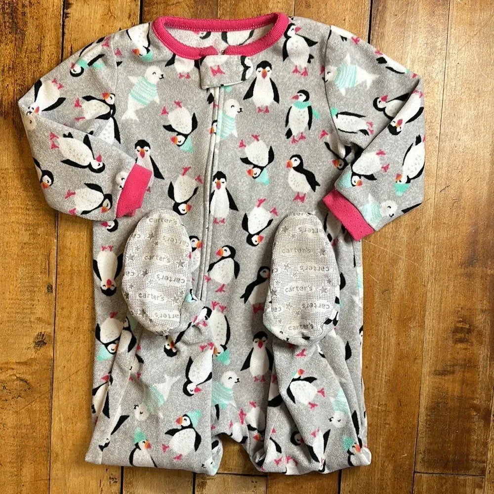 Carters fleece pajamas size 24 mos bundle 2 pairs bundle zip up unicorn bears